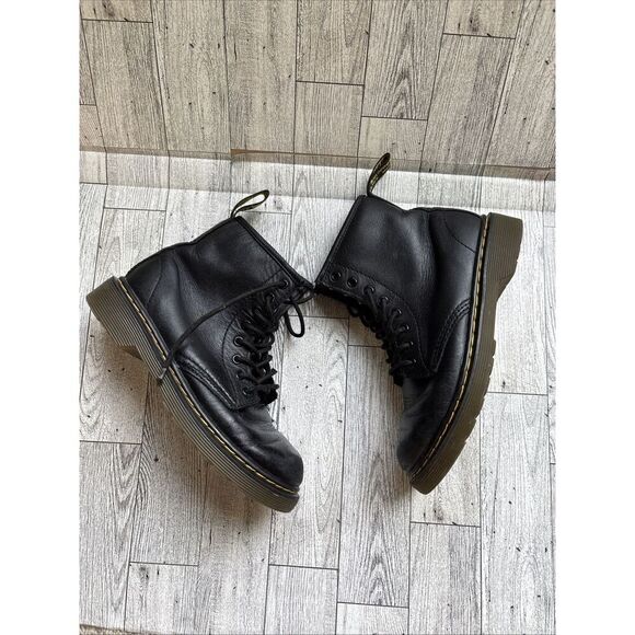 Dr. Martens Doc 1460 J Combat Boots Kids Youth Size 1 Black Leather Side Zipper - Picture 5 of 10